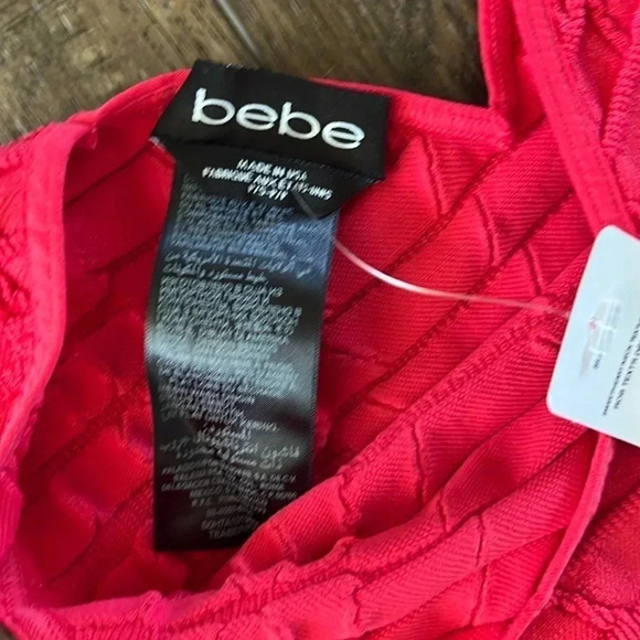 NWT Bebe Seamless Bodycon Textured Mini Dress Pink Size Small - Picture 8 of 9